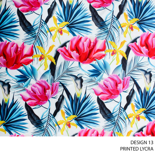 LYCRA PRINT FABRIC 150CM WHITE ROLL ROLL 004