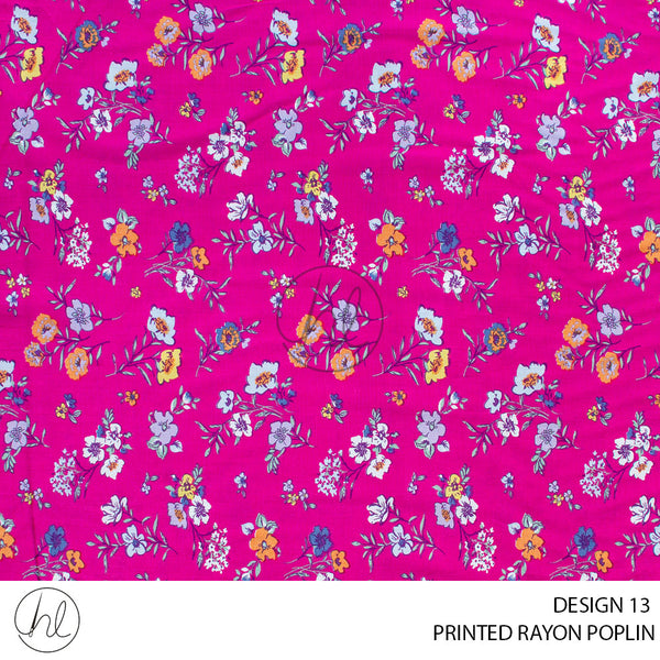 Printed rayon Poplin (51) Fushia (design 13) (145cm) Per M