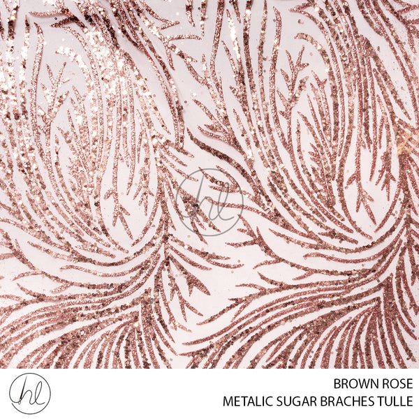 METALIC SUGAR BRACHES TULLE (53) BROWN ROSE (140CM) PER M