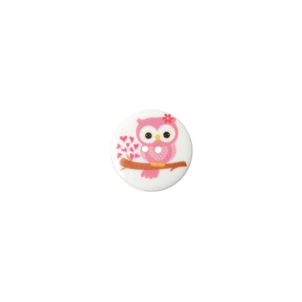 BUTTONS CONFETTI  OWL  54' WHITE/PNK FREE