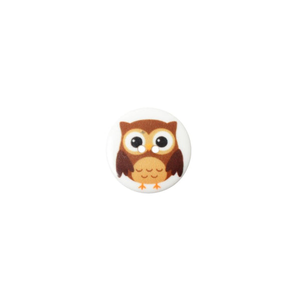 BUTTONS CONFETTI  OWL  54' WHT/BROWN FREE
