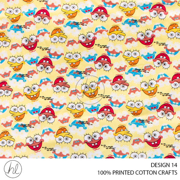 COTTON CRAFT SPONGEBOB FABRIC YELLOW ROLL ROLL 001