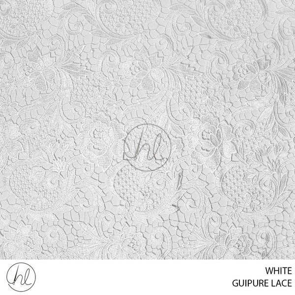 GUIPURE LACE (55) WHITE (130CM) PER M