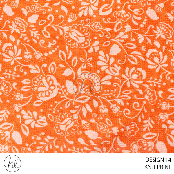 Knit Prints (51) Orange (Design 14) (150cm) Per M