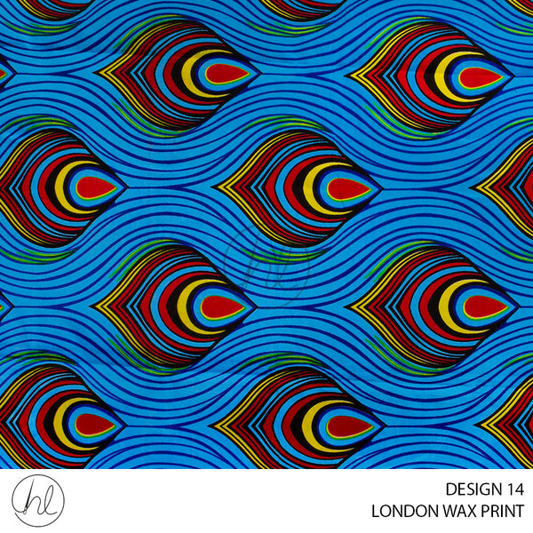 London Wax Print (55) Sky Blue (Design 14) (110cm) Per M