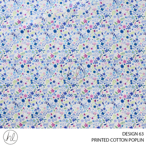 PRINTED COTTON POPLIN (781) BLUE (110CM) PER M