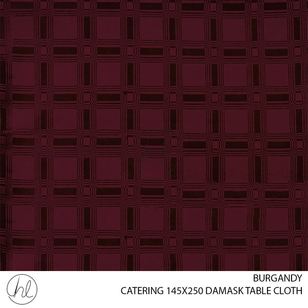 RECTANGLE DAMASK CATERING MINI MATT TABLE CLOTH (BURGANDY)(145X250)