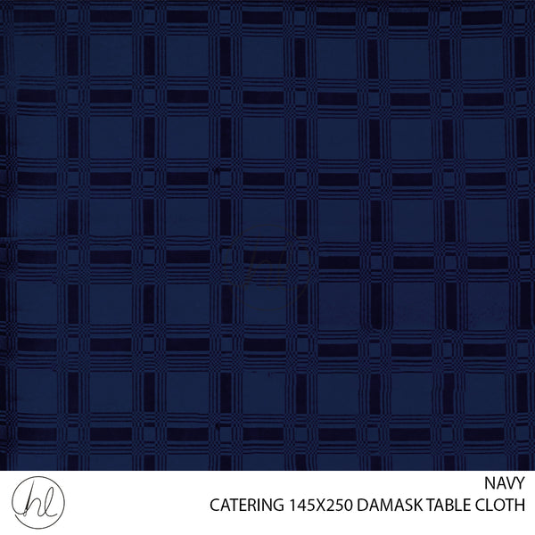 RECTANGLE DAMASK CATERING MINI MATT TABLE CLOTH (NAVY) (145X250)