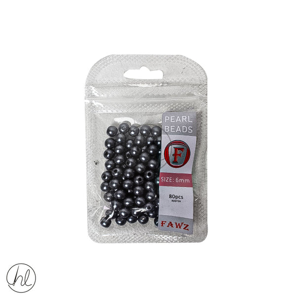 Beads Pearl 6mm Charcoal  Free