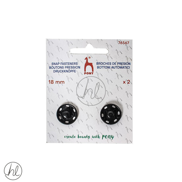 Pony Press Studs 10/18mm Black Free