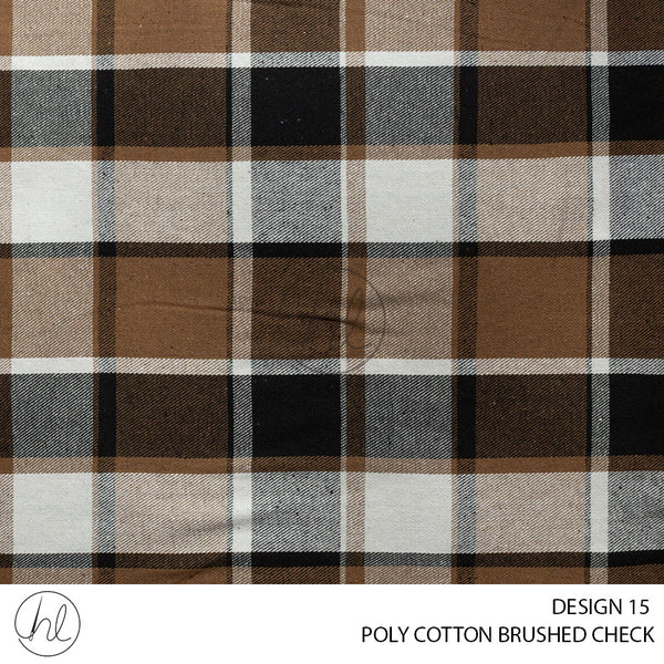 Poly Cotton Brushed Check (56) Light Brown (140cm) Per M