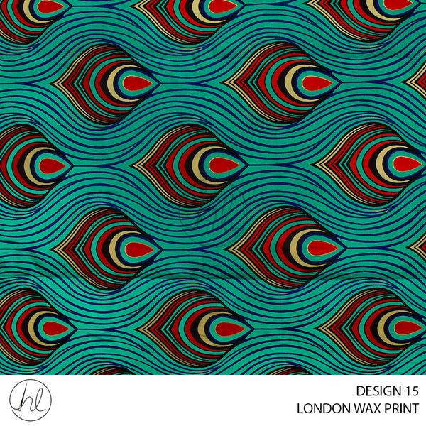 London Wax Print (55) Celadon (Design 15) (110cm) Per M