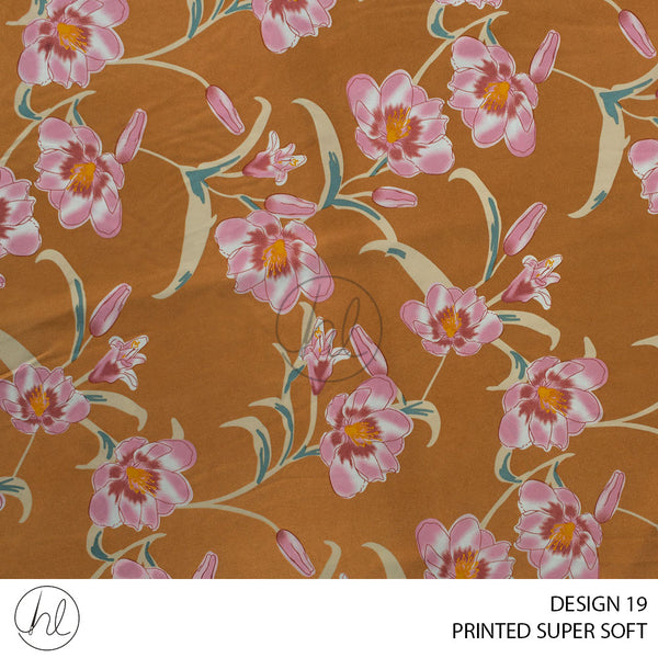 Printed Super Soft (51) Caramel (Design 19) (150cm) Per M