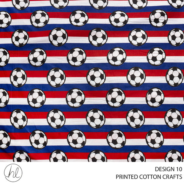 COTTON CRAFTS SOCCER BALLS PRINTED FABRIC RED BLUE ROLL ROLL 001