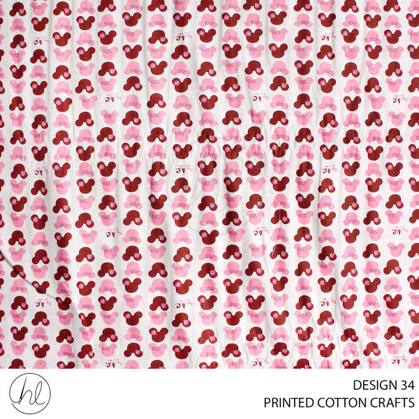 COTTON CRAFT MICKEY HEADS PRINTED FABRIC WHITE ROLL ROLL 001