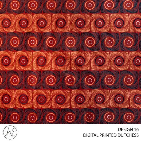 Digital Printed Dutchess Satin (55) Red (Design 16) (150cm) Per M