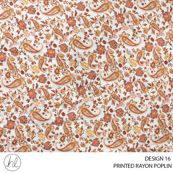 Printed rayon Poplin (51) Brown (Design 16) (145cm) Per M