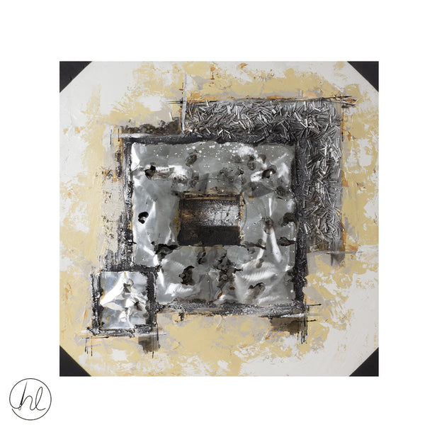 PAINTING 550 80x80 (SILVER SQUARE AND GOLD) ABY-3694