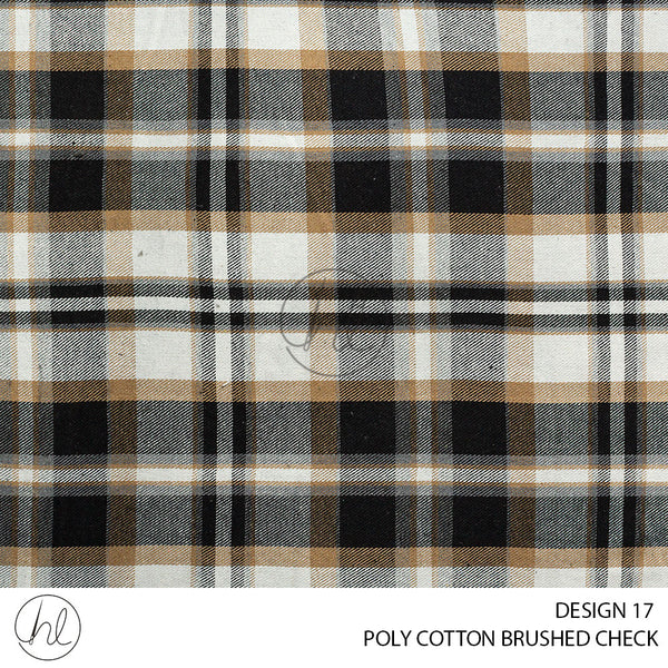 Poly Cotton Brushed Check (56) Brown (140cm) Per M