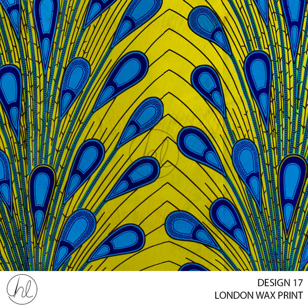 London Wax Print (55) Yellow/Blue (Design 17) (110cm) Per M