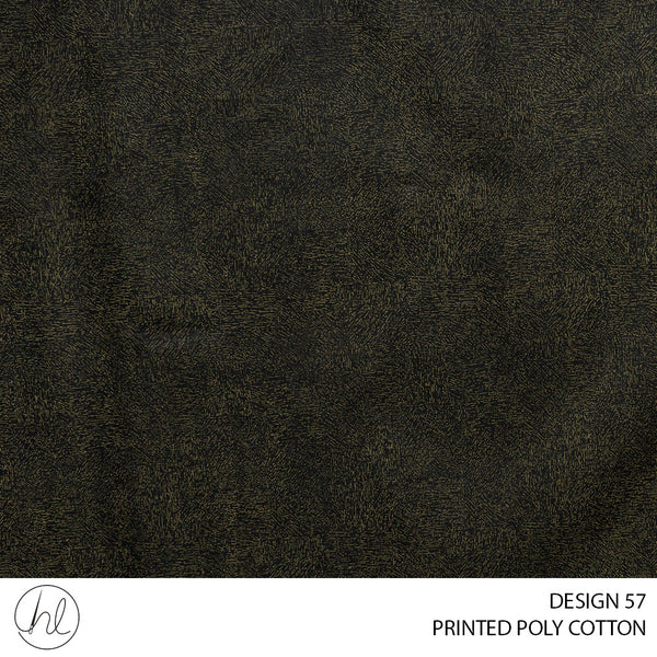 Printed Poly Cotton (56) Charcoal (112cm) Per M