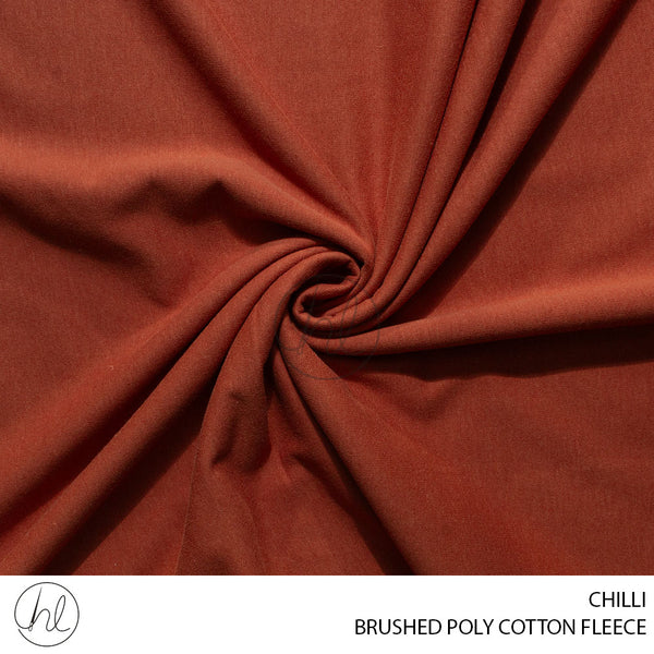 BRUSHED POLY COTTON FLEECE (51) CHILLI (150CM) PER M