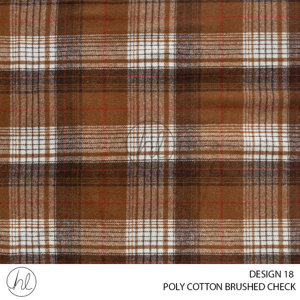 Poly Cotton Brushed Check (56) Rust (140cm) Per M