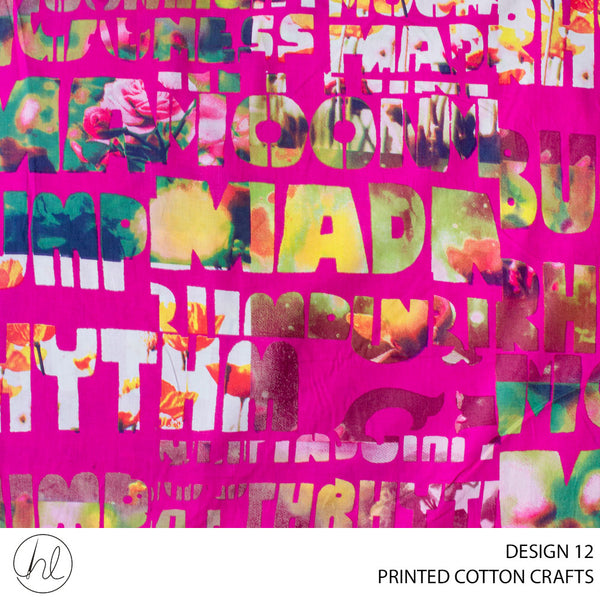 COTTON CRAFT LETTERS PRINTED FABRIC CERISE ROLL ROLL 001