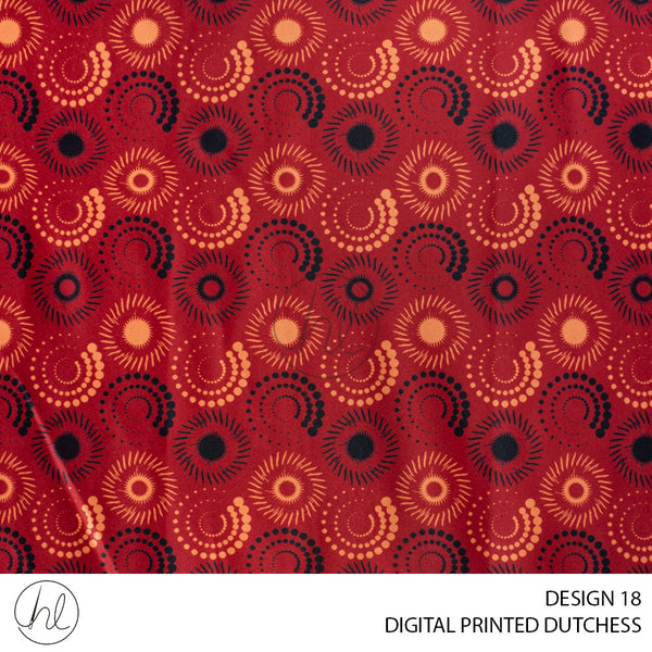 Digital Printed Dutchess Satin (55) Red (Design 18) (150cm) Per M