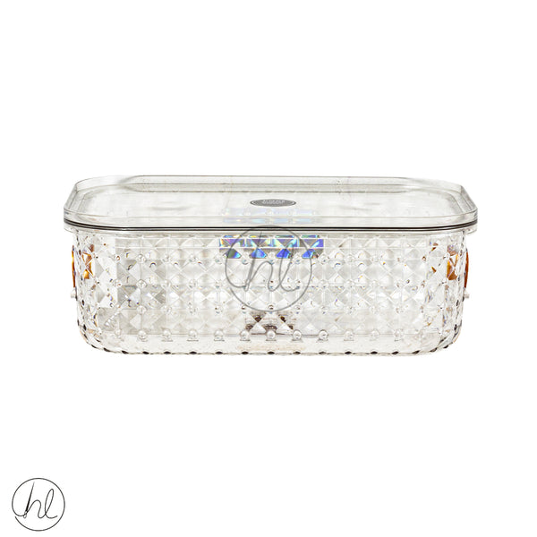 STORAGE BOX WITH HANDLE DIAMOND ASSORTED (CLEAR) ABY-4852 SML