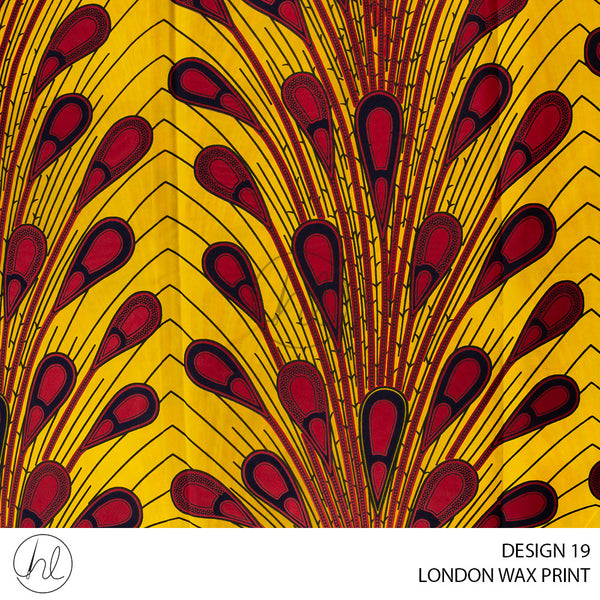 London Wax Print (55) Yellow/Red (Design 19) (110cm) Per M