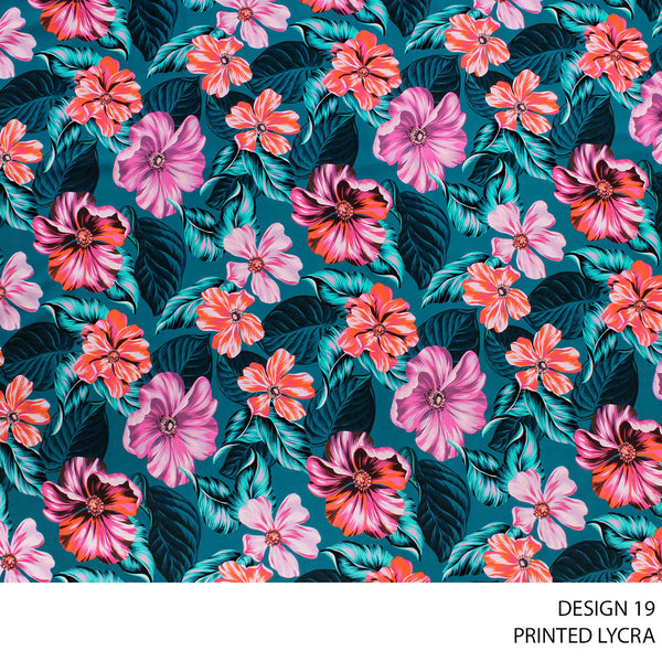 LYCRA PRINT FABRIC 150CM SEA GREEN ROLL ROLL 001