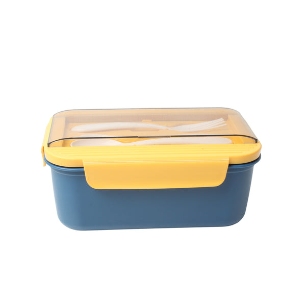 LUNCHBOX WITH SPOON & FORK YELLOW/BLUE FREE