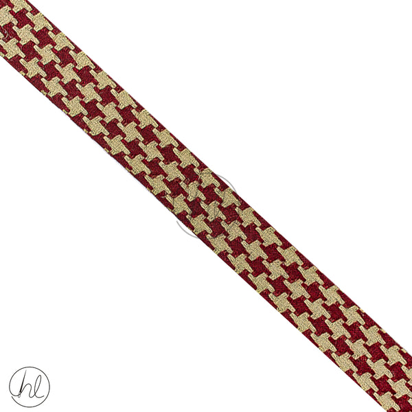 Ribbon 2 Tone Fancy  (25mm)	(Maroon/Cre)