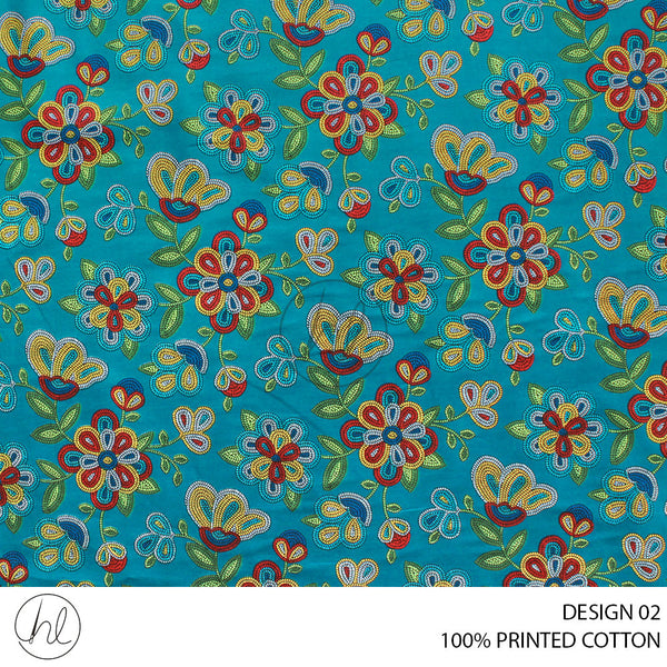 100% PRINTED COTTON (3408) SEA GREEN (110CM) PER M