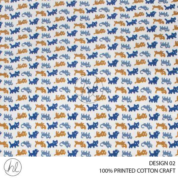 COTTON CRAFT KITTY CATZ FABRCI NAVY ROLL ROLL 001