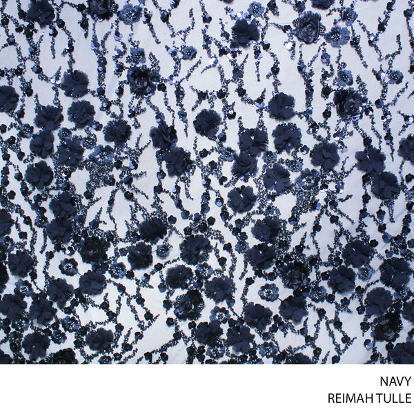 REIMAH FABRIC 140CM NAVY ROLL ROLL 001