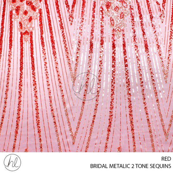 BRIDAL  METALLIC 2 TONE SEQUINS (781) RED (120CM) PER M
