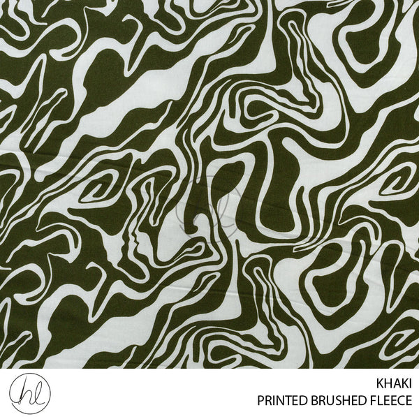 Printed Brushed Fleece (56) Khaki (150cm) Per M