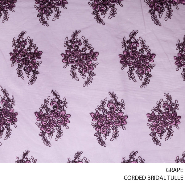 BRIDAL TULLE CORDED FABRIC GRAPE ROLL ROLL 001