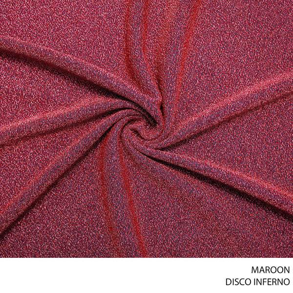 DISCO INFERNO FABRIC 150CM MAROON ROLL ROLL 001