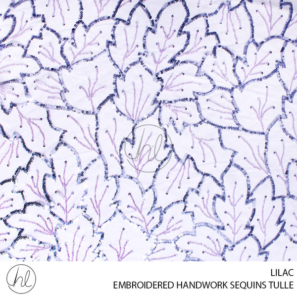 EMBROIDERED HANDWORK SEQUINS TULLE (55) LILAC (140CM) PER M