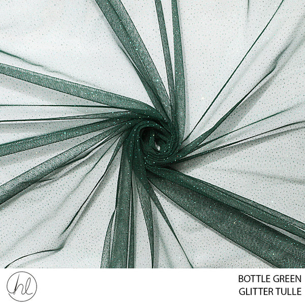 GLITTER TULLE (53) BOTTLE GREEN (150CM) PER M