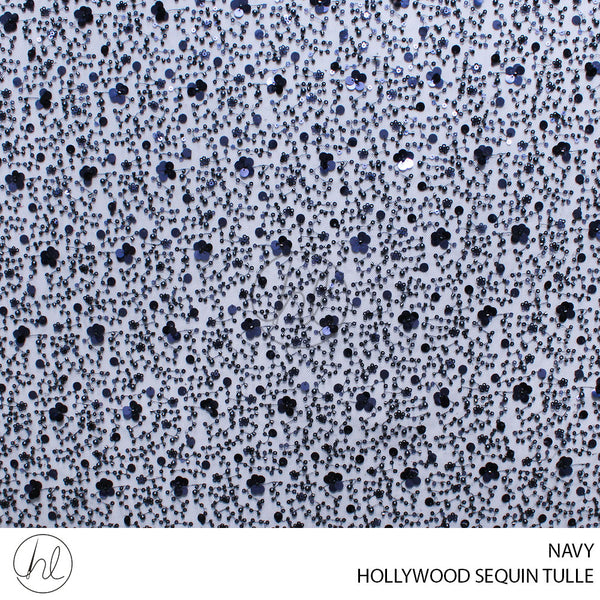 HOLLYWOOD SEQUIN TULLE (781) NAVY (130CM) PER M