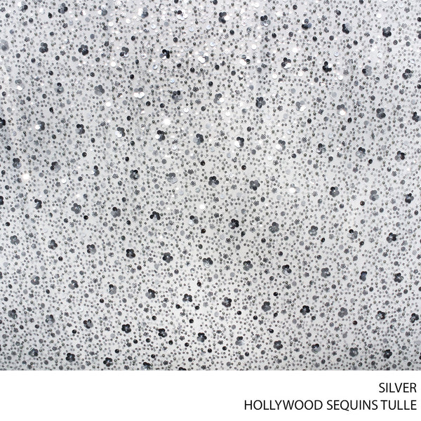 TULLE HOLLYWOOD SEQ FABRIC 130CM SILVER ROLL 001 1