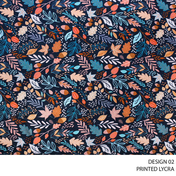 LYCRA PRINT FABRIC 150CM NAVY ROLL ROLL 003