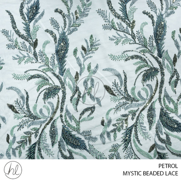 Mystic Beaded Lace (53) Petrol (125cm) Per M