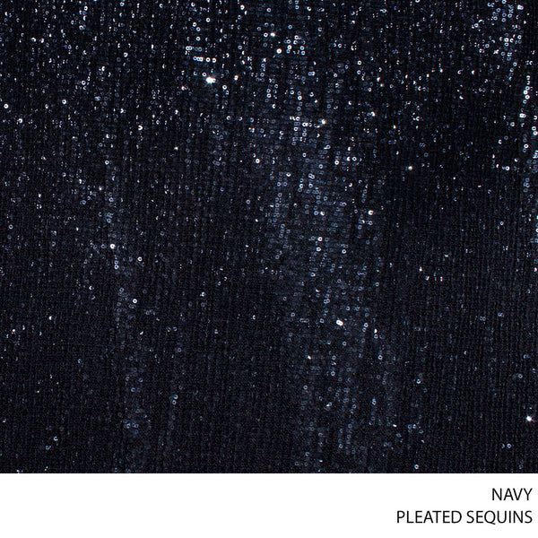 SEQUINCE PLEATED FABRIC 130CM NAVY ROLL ROLL 001