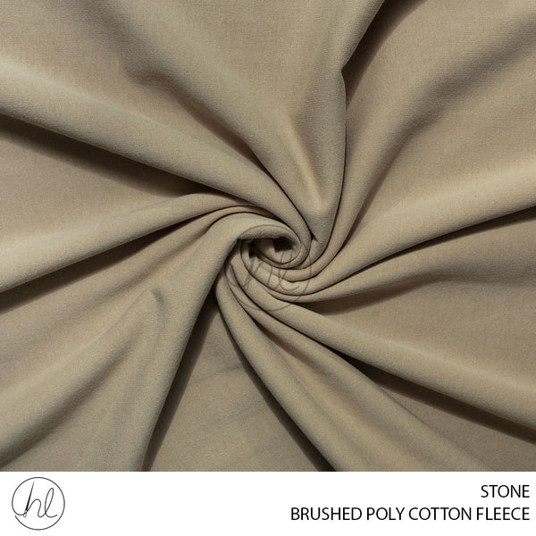 BRUSHED POLY COTTON FLEECE (51) STONE (150CM) PER M