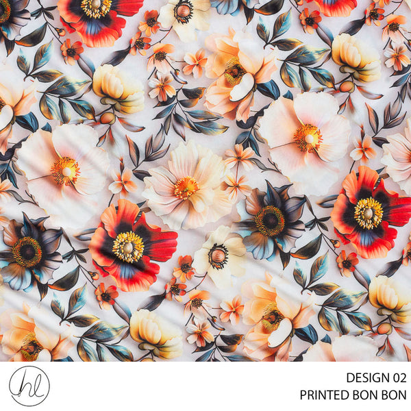 BON BON PRINTED FABRIC 150CM 100641 SEASHELL ROLL ROLL 001